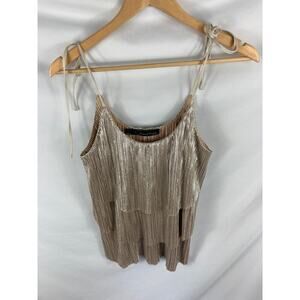 Patterson J Kincaid Gold Pleated Tie Shoulder Tank Size XS